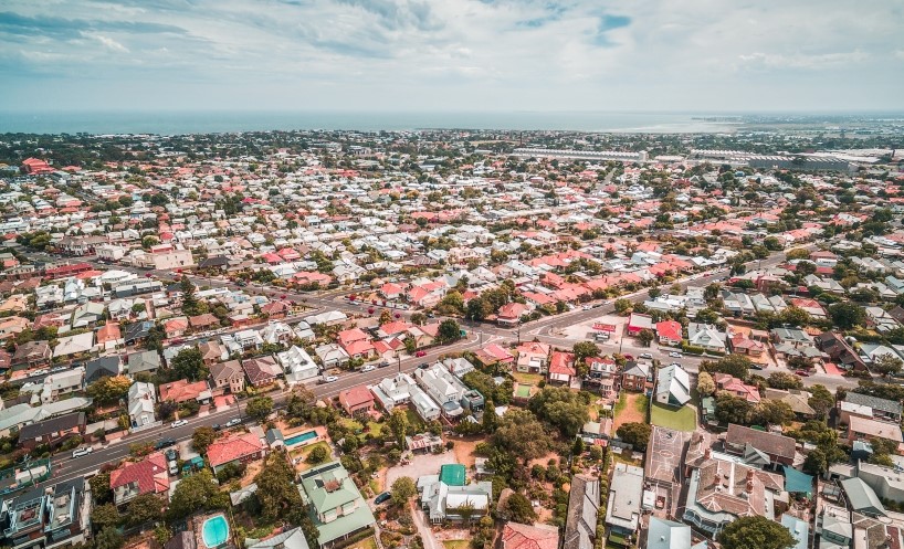 Aerial shot of a Melbourne suburb.